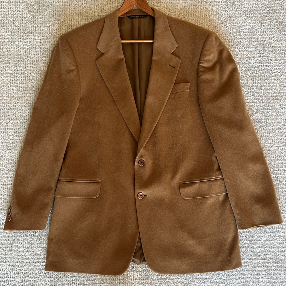 Elegant Tawny Brown Men's Cashmere Blazer